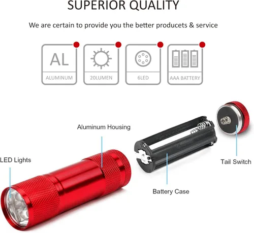 Miniatura 4 de FASTPRO Juego de 4 linternas LED de aluminio con pilas secas AAA incluidas y preinstaladas