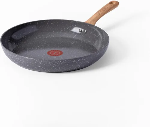T-Fal Revive Sartén Antiadherente de Cerámica de 12 Pulgadas para Freír, Apta para Horno hasta 350°F, Mango que se Mantiene Frío, Granito Gris