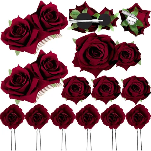 Miniatura 9 de Waydress 12 pinzas para el pelo con diseño de rosas, broches florales de flores mexicanas, accesorios para mujeres, regalos del día de la madre