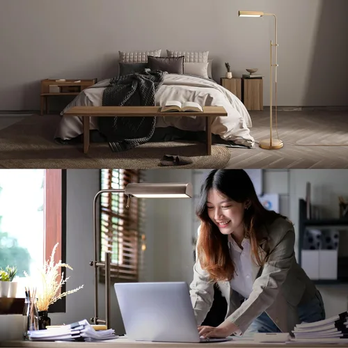 Miniatura 7 de O'Bright Cedric Lámpara de Pie Ajustable de Farmacia - Diseño Industrial para Lectura, Manualidades, Trabajo - LED de 10W, Altura 45-61 pulgadas