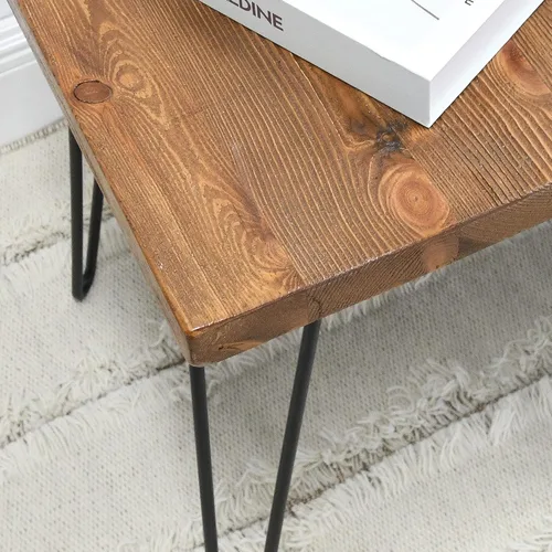 Miniatura 6 de Mesa auxiliar de madera maciza de 15 x 15 x 20 pulgadas de alto, mesas auxiliares de café vintage, soportes rústicos para plantas, sala de estar