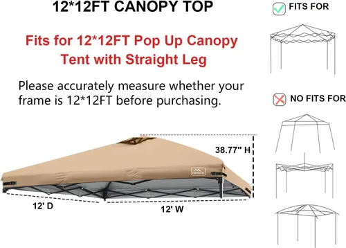 Miniatura 10 de KAMPKEEPER Cubierta de Repuesto Superior para Carpa Toldo Emergente con Ventilación de Aire y Correa Elástica Ajustable, Poliéster Resistente a Azul