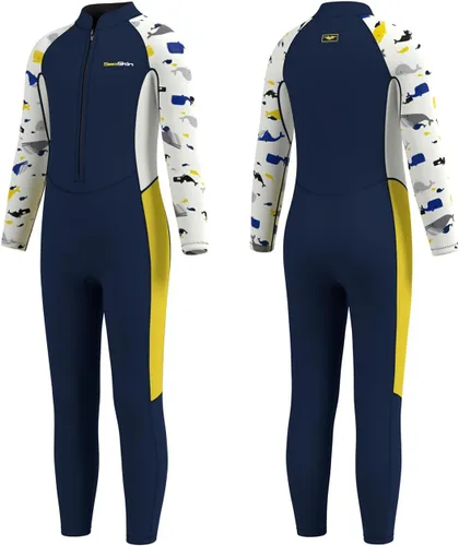 Miniatura 9 de Seaskin - Traje de neopreno para niños, 2mm con cremallera frontal, traje de baño completo para buceo, trajes térmicos para niños y niñas