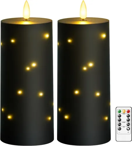 Miniatura 18 de kakoya Velas LED grandes sin llama de 11" x 4" pulgadas para exteriores, impermeables, con control remoto y temporizador, velas de pilar acrílicas