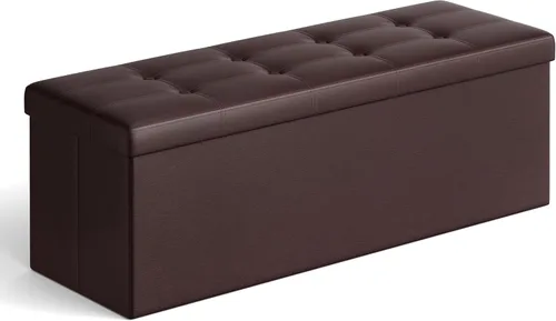 Miniatura 13 de SONGMICS Mazie Collection - Banco otomano plegable de almacenamiento de 43 pulgadas, otomana con almacenamiento, taburete reposapiés, carga de 660
