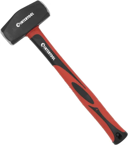 Miniatura 4 de INTERTOOL Martillo de trineo pequeño de 4 libras Martillo de perforación/grieta con acero resistente y mango de fibra de vidrio antideslizante que