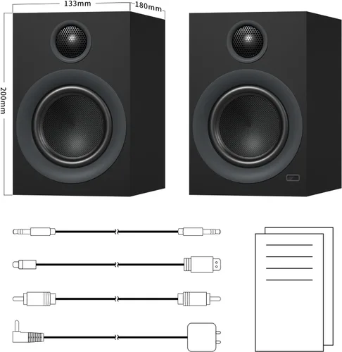 Miniatura 5 de Altavoces Bluetooth para estantería, 75 W, altavoz activo con woofer de 4 pulgadas, altavoz de alta fidelidad con aptX Bluetooth USB para el hogar