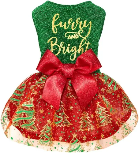 Miniatura 13 de Vestido de Tul para Perros Fitwarm Cumpleaños Niña, Ropa para Perros Pequeños Niña, Ropa para Gatos, Rosa, Pequeño