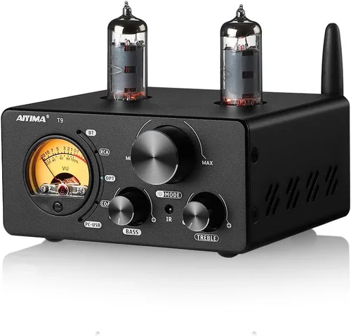 AIYIMA Amplificador Bluetooth T9 200W Amplificador de alta fidelidad Digital Clase D Amplificador de potencia 2.0/2.1 Canal Tubo de vacío DAC Amp