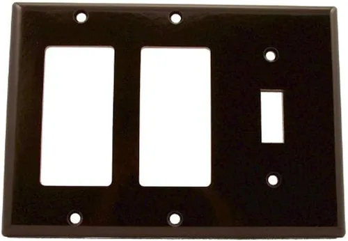 Leviton 80431 Placa de fijación combinada de 3 aperturas, para 1 interruptor y 2 Decora/GFCI, tamaño estándar, termo estable, dispositivo de