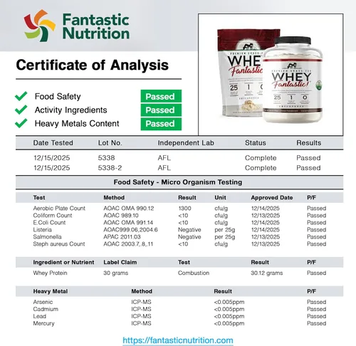 Miniatura 6 de Fantastic Nutrition Proteína de suero en polvo 3 en 1, sin sabor, 2.2 libras, 1.06 oz de proteína alimentada con pasto de hidrolizado de suero