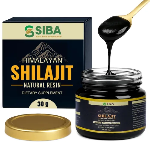 Siba - Resina Shilajit pura del Himalaya para hombres y mujeres, triple purificada con más de 85 minerales traza y 70% ácido fúlvico para uso