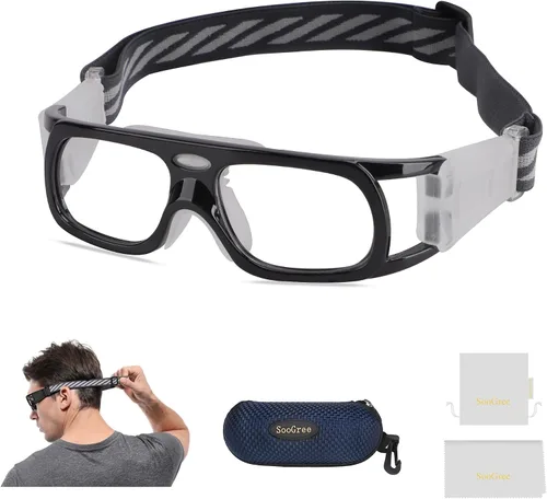 Miniatura 16 de Gafas deportivas – Gafas protectoras de baloncesto con lente extraíble y correa ajustable para gafas