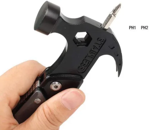 Miniatura 6 de Hammer & Pliers Herramienta multifuncional 14 en 1 Kit portátil para emergencias de automóvil, camping, hogar