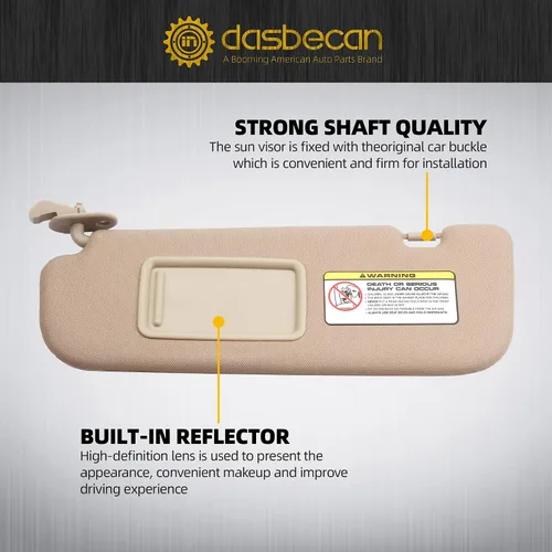 Miniatura 4 de Dasbecan - Visera solar beige para el lado del conductor izquierdo compatible con Hyundai Elantra 2011 2012 2013 2014 2015, reemplaza 852103X000TX