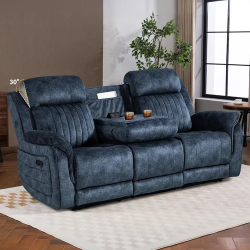 Miniatura 10 de Sofá biplaza reclinable eléctrico Zero Gravity con reposacabezas ajustables, sillón reclinable eléctrico con consola, sofá reclinable eléctrico de 2