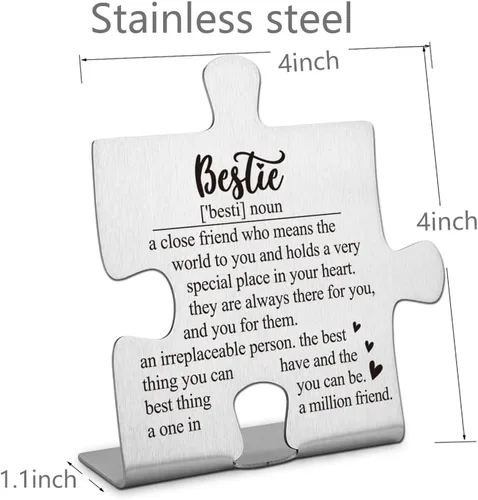Miniatura 9 de FOKCBOCM Letrero decorativo, regalo de amistad de mejor amiga de acero inoxidable, 3.3 x 3.0 pulgadas