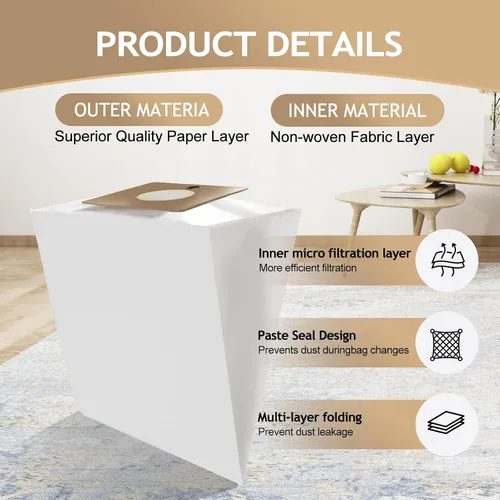 Miniatura 4 de Repuesto compatible para bolsas de vacío Prolux Tritan, paquete de 6 bolsas desechables HEPA hechas para adaptarse a la aspiradora Prolux Tritan