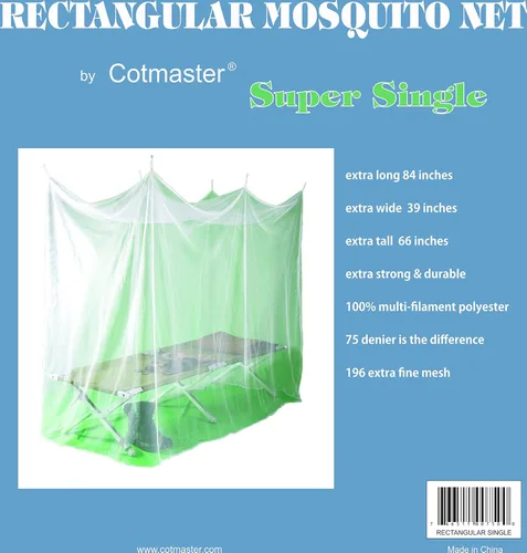 Miniatura 3 de Mosquitera individual/individual rectangular blanca 75 Denier insect-repellants