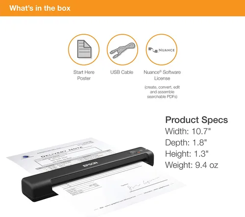 Miniatura 8 de Epson Workforce ES-55R Escáner móvil de recibos y documentos con software de gestión de recibos para PC y Mac