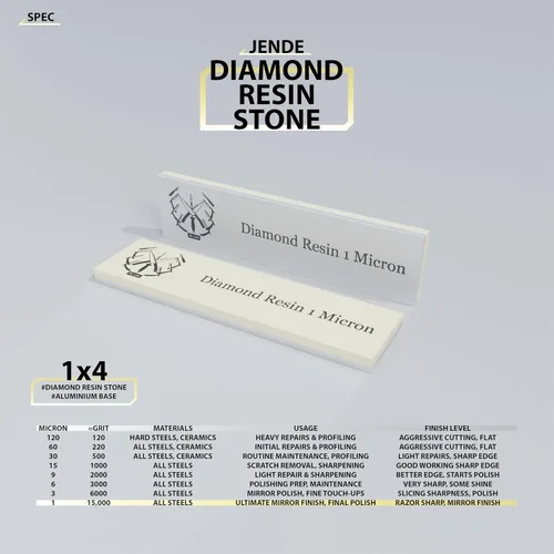 Miniatura 2 de Jende Piedra de afilar de diamante de resina de 1 x 4 pulgadas para afilador KME (1 micrón (grano 8,000))