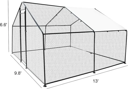 Miniatura 6 de Gallinero de metal grande de 13.1 pies de largo x 9.8 pies de ancho x 6.6 pies de alto, gallinero de corral, jaula de aves de corral, jaula