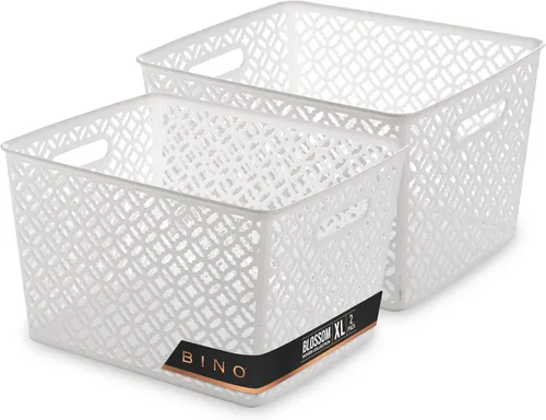 Miniatura 10 de BINO l Cestas de Almacenamiento de Plástico, Medianas - Gris LA COLECCIÓN THE BLOSSOM l Contenedor Multiusos Organizador l Con Manija Integrada l