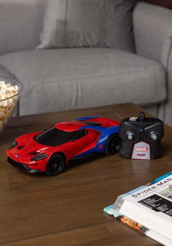 Miniatura 2 de Jada Marvel Spider-Man 2017 Ford GT R/C, escala 1: 16 con carga USB, 2.4 GHz y Turbo Boost, rojo y azul
