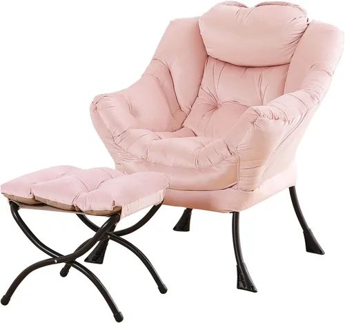 Miniatura 19 de Silla perezosa acogedora y otomana, juego grande de silla de descanso contemporánea, sillón tapizado de ocio para lectura para dormitorio, sala