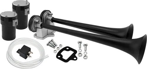 Vixen Horns Kit de bocina de tren para camiones/coche/motocicleta. Sistema completo con compresor de aire dual, 2 trompetas. dB súper fuerte. Se