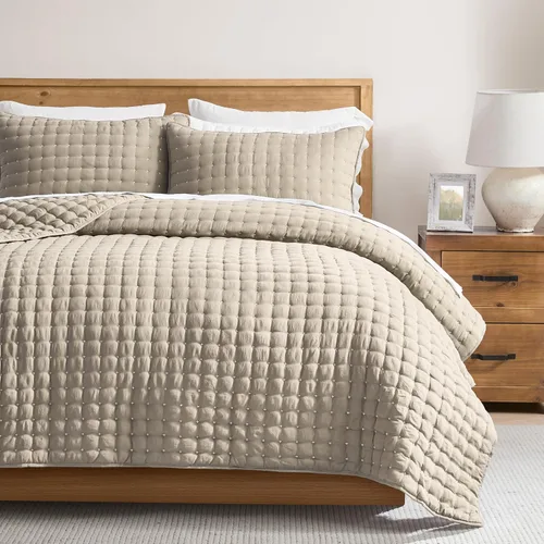 Miniatura 10 de WDCOZY Juego de ropa de cama tamaño individual con funda de almohada, colcha suave y ligera, edredón acolchado y fino para todas las estaciones, 2