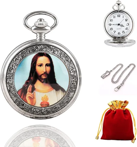 Miniatura 7 de Reloj de bolsillo para hombre, árabe digital reloj de bolsillo con cadena para hombre