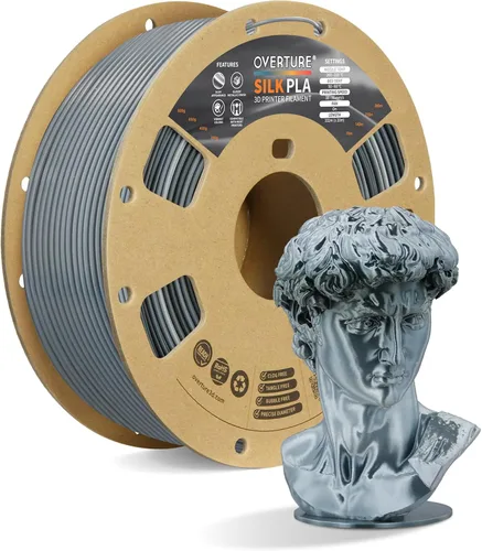 Miniatura 30 de OVERTURE - Paquete de filamento de seda PLA, sin obstrucciones, brillante, filamento metálico brillante para impresora 3D, carrete de 1 kg * 4