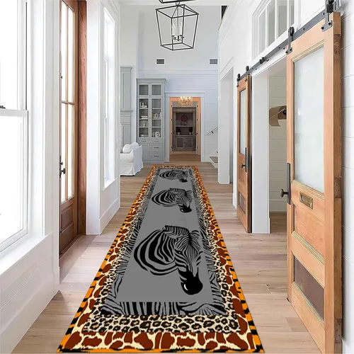 Miniatura 34 de Alfombra de pasillo con estampado de tigre, 2 x 10 pies, alfombra de rayas con estampado de piel de animal, alfombra interior a rayas blancas y 5