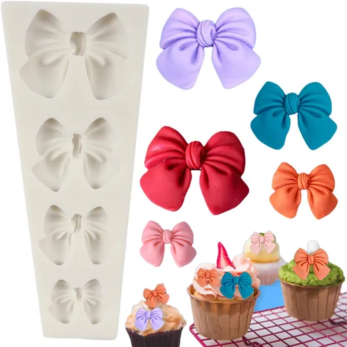 Miniatura 11 de Molde para fondant con moño, pajarita, molde de silicona para pastel de azúcar y dulces, moldes para manualidades para decoración de pasteles