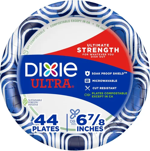 Miniatura 13 de Dixie Platos de papel ultragrandes, 10 pulgadas, 44 unidades, 3 veces más fuertes, resistentes, aptos para microondas, a prueba de remojo