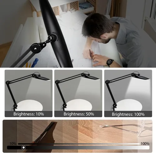Miniatura 2 de Lámpara de escritorio LED de 20 pulgadas con abrazadera, luz de uñas ajustable CCT de 24 W regulable para escritorio, 120 LED de brazo giratorio
