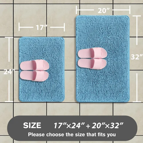 Miniatura 540 de Alfombra de baño pequeña de 12 x 18 pulgadas, lavable y absorbente, antideslizante, alfombra de baño de felpilla gruesa y suave para baño, ducha