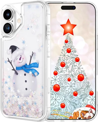 Miniatura 17 de Maxdara Funda de Navidad para iPhone 11, diseño de muñeco de nieve con purpurina líquida brillante cubierta bonita para niñas y niños, 6.1 pulgadas