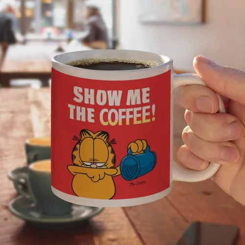 Miniatura 4 de Garfield Show me the Coffee! Taza de café de cerámica, tazas de regalo novedosas para café, té y bebidas calientes, 11 onzas, color blanco