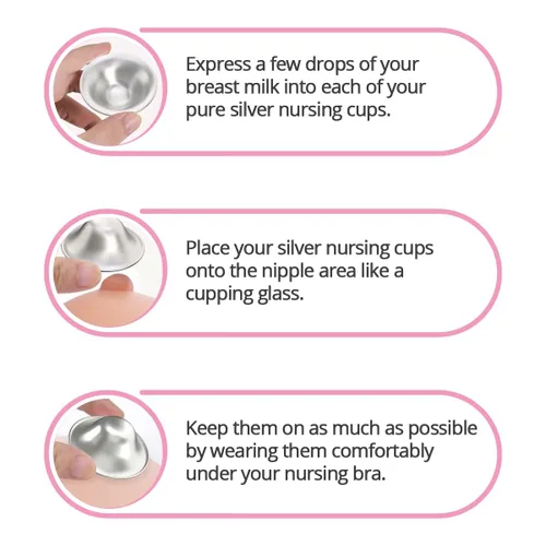 Miniatura 7 de Silveriumom - Tazas de lactancia de plata original, protectores de pezones para lactancia, recién nacidos, 100% plata pura 999 y hechas a mano