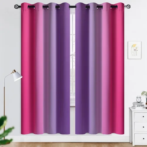 Miniatura 9 de COSVIYA Cortinas 100% Opacas Azul Degradado con Lazos Ajustables para Cocina Aislamiento Térmico Oscurecimiento de Habitación Cenefa con Bolsillo