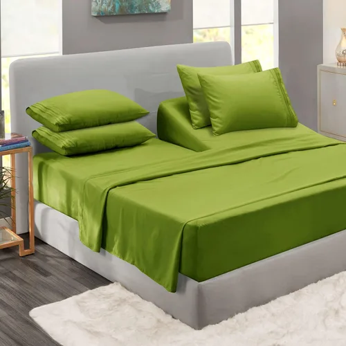 Miniatura 15 de Clara Clark - Juego de sábanas King con Flex Top, 6 piezas - Sábanas de lujo para cama King con cabeza dividida, juego de cama súper suave, King