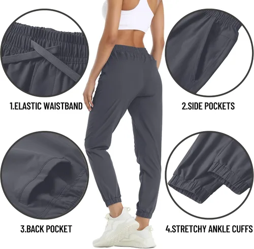 Miniatura 4 de TACVASEN Pantalones deportivos de senderismo para mujer, de secado rápido, ligeros, con cordón, Gris oscuro