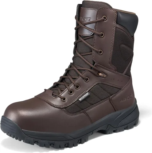 Miniatura 7 de NINGO Botas de punta compuesta para hombre, botas de trabajo impermeables con cremallera lateral, protección antideslizante y a prueba de pinchazos
