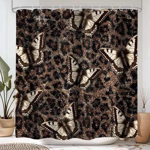 Miniatura 15 de Cortina de ducha con estampado de tigre, 60 pulgadas de ancho x 72 pulgadas de alto, safari salvaje, negro, marrón, potente pantera, piel de animal