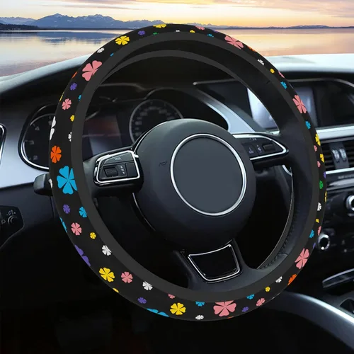 Miniatura 8 de Funda para volante de automóvil para mujeres y hombres, volante antideslizante y transpirable, protector de volante de flores silvestres, accesorios