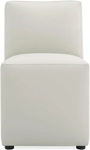 Miniatura 16 de Manhattan Comfort Anna - Silla de comedor moderna cuadrada con tapicería de piel sintética de pies a cabeza y acolchado de plástico para pies, Crema