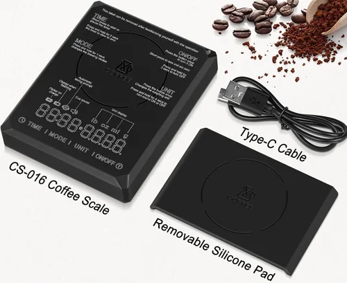 Miniatura 8 de Fuzion Mini báscula de café con temporizador, báscula de café expreso recargable de 4.4 lbs x 0.00 oz de precisión, temporizador de 3 modos