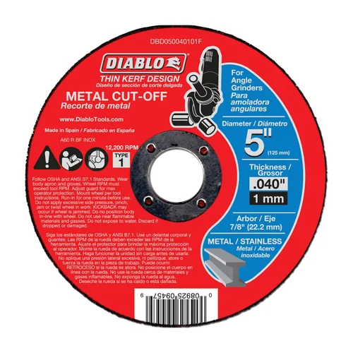 Miniatura 23 de Diablo Disco de corte de metal de diamante para metal, durabilidad extrema y larga vida útil, segmentado, 5 pulgadas de diámetro, eje de 7/8